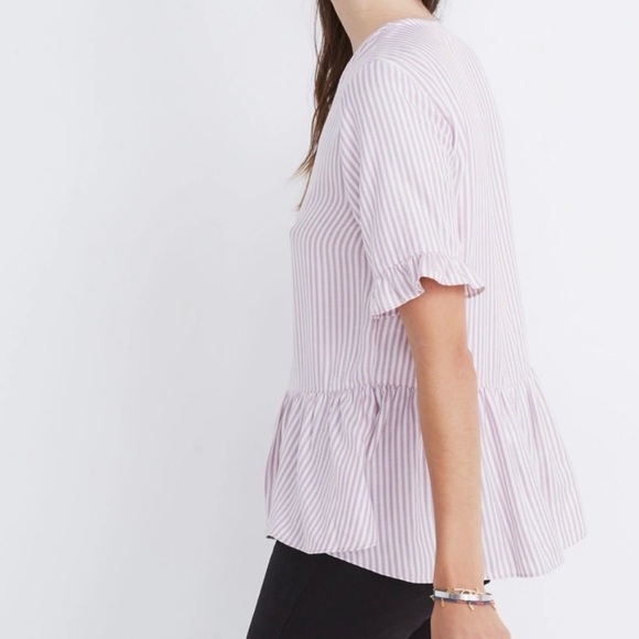 Madewell Studio Ruffle-Hem Serene Lavender Blouse - Picture 6 of 6